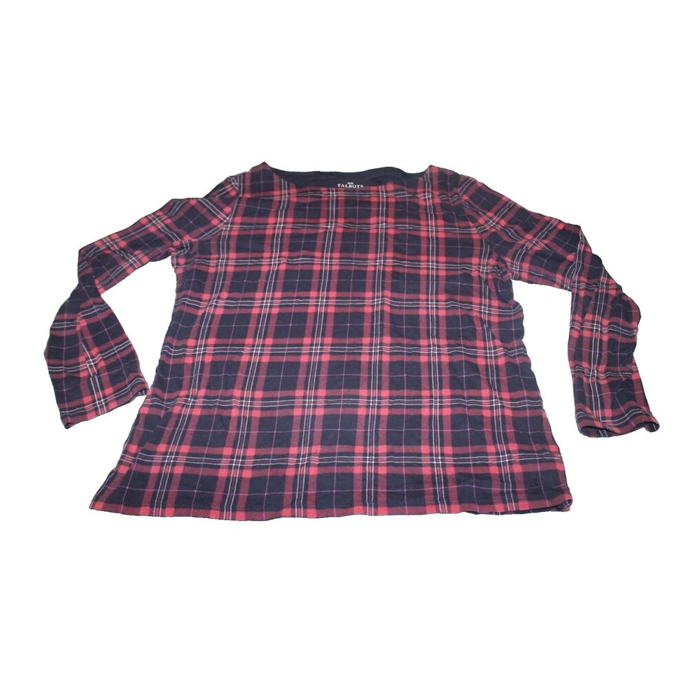 Womens Talbots Size XL Shirt Flannel Shirt Long Sleeve Plaid Fall Winter Cloths